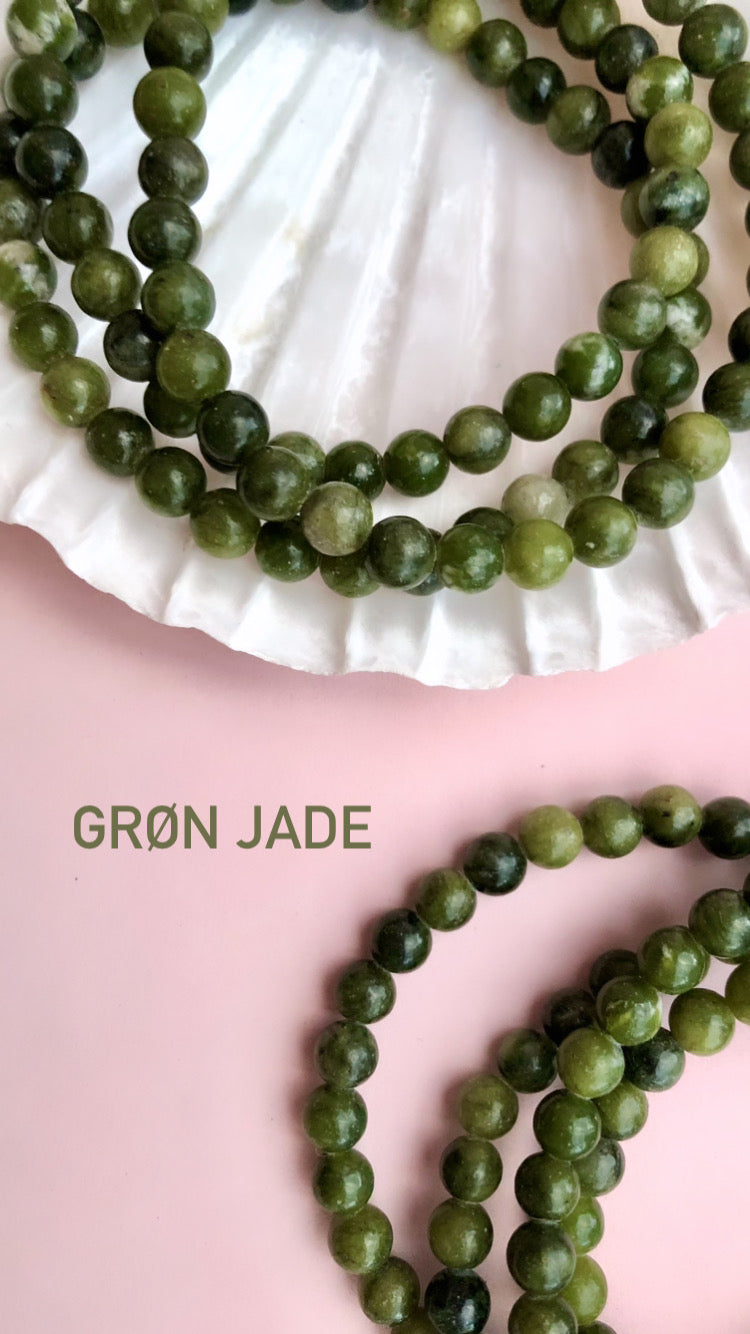 Månesøster Krystaller Grøn Jade Armbånd selvstændighed, mod, visdom & accept 6mm
