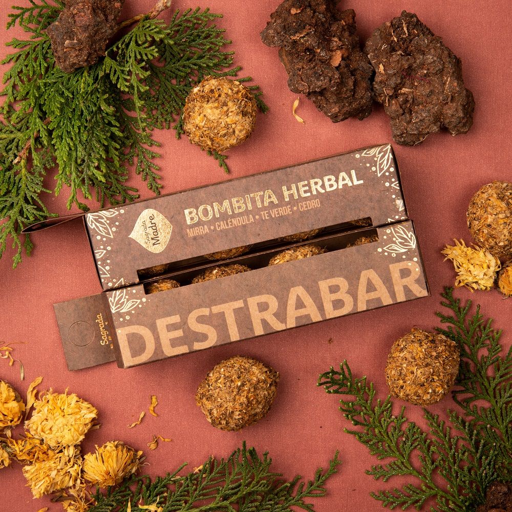 Bombita herbal Destrabar” – Slip Blokeringer & Genskab Flow - Æske med 4 Håndlavet Røgelses Smudge Kugler fra Sagrada Madre