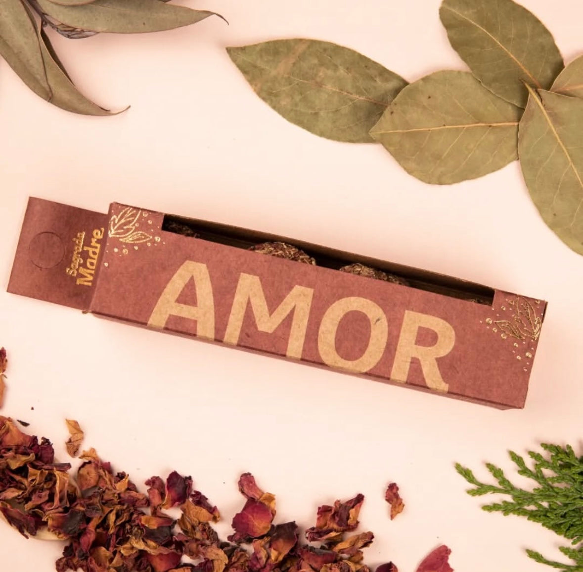 Bombita herbal love - Æske med 4 Håndlavet Røgelses Smudge Kugler fra Sagrada Madre