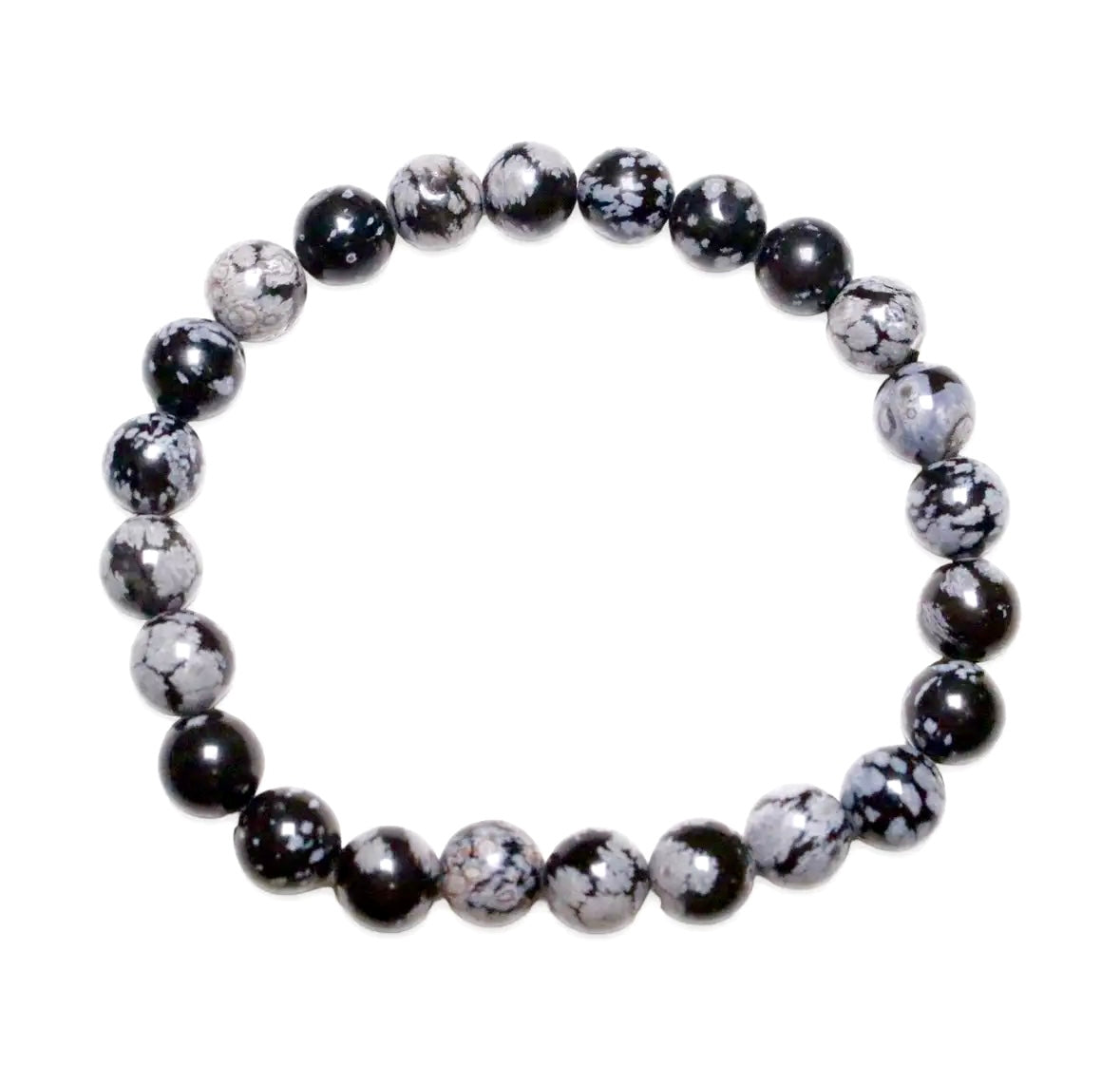 armbånd til mænd - obsidian snowflake - 8 mm - beskyttelse mod negativ energi og frigørelse af energiblokeringer