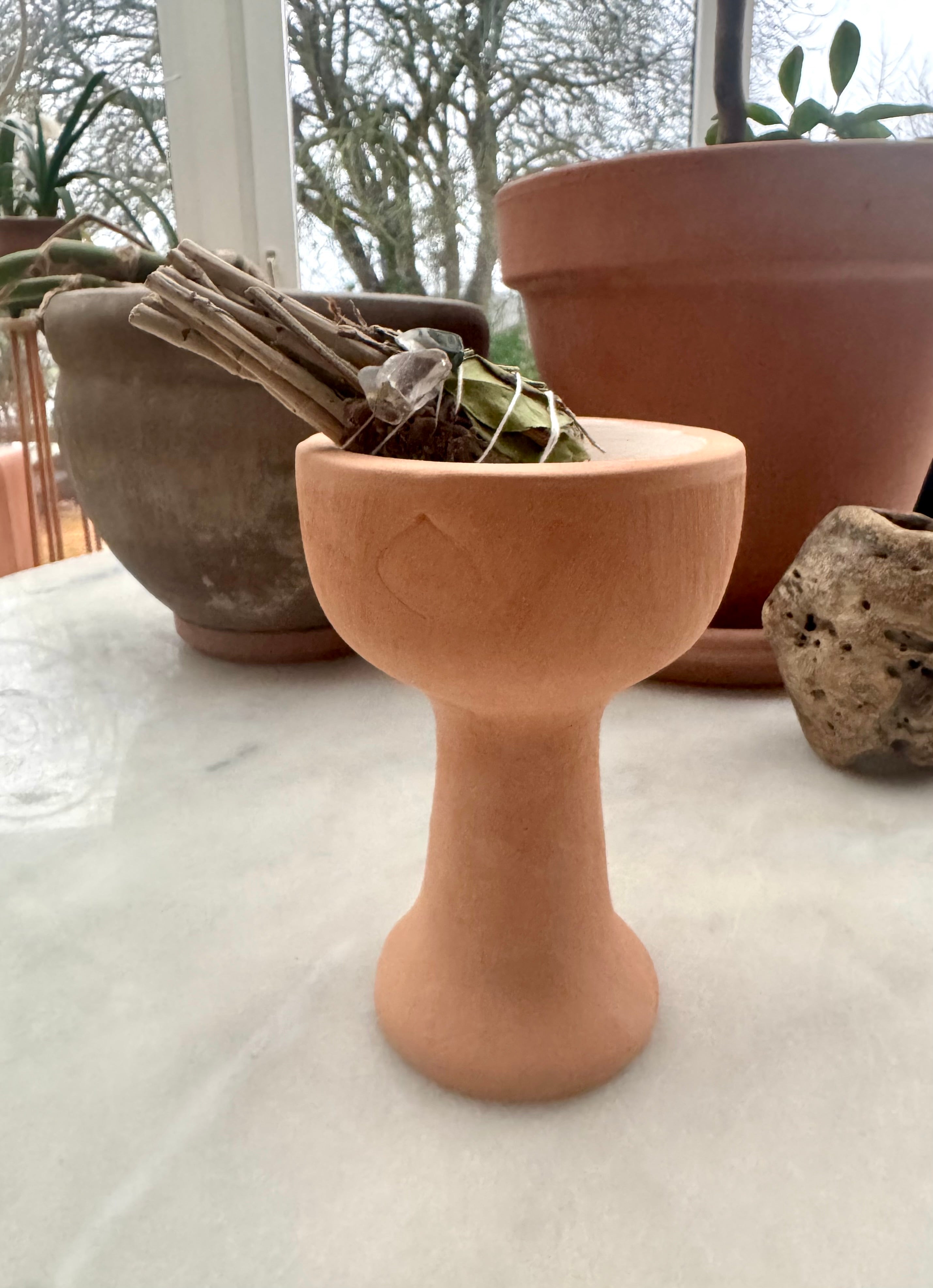 Røgelses brænder sæt - ler brænder + Aura rensende salvie smudgestick