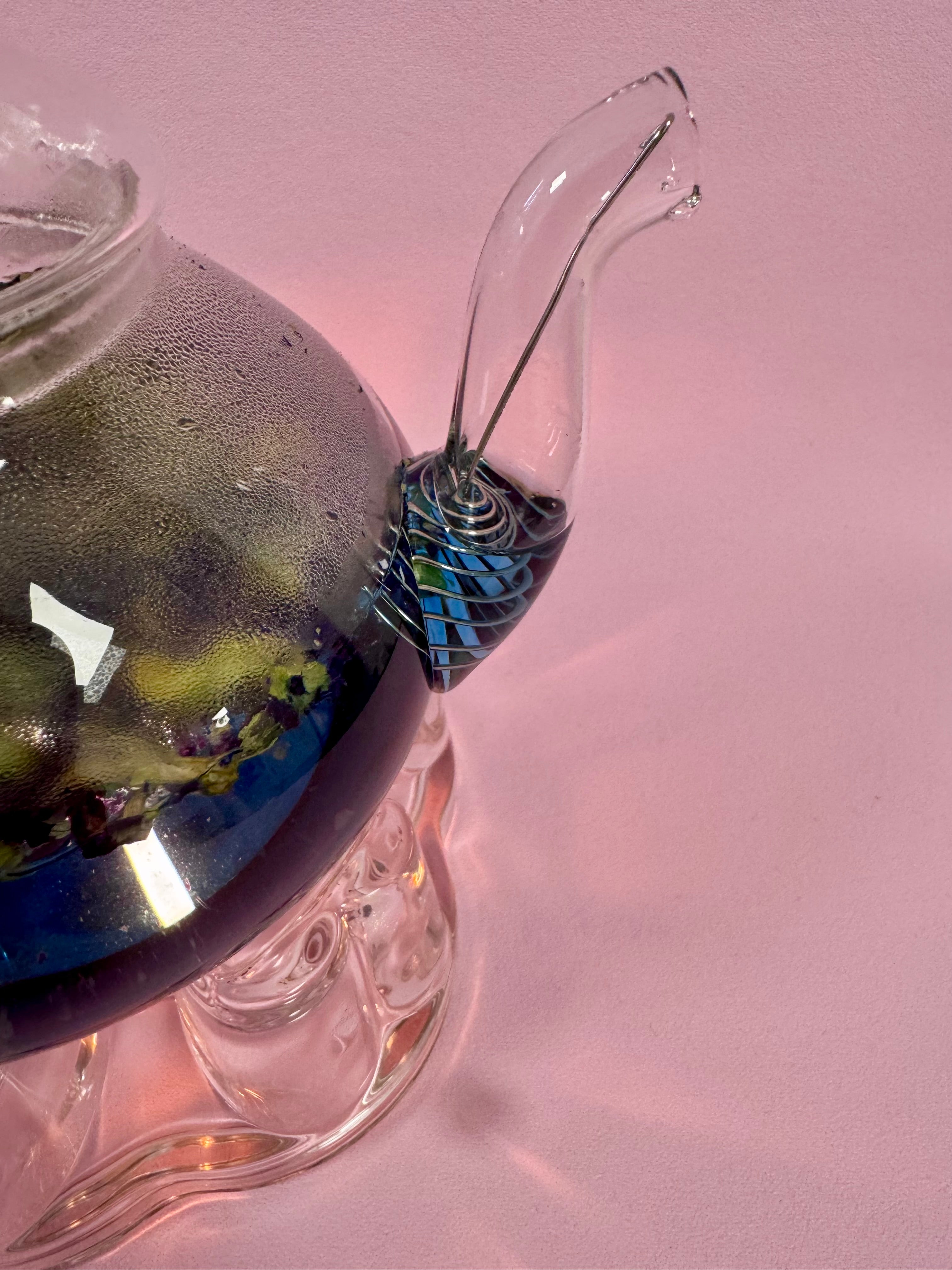 Glas Te Kande Med Stålfilter - 500 ml. Eller glas te varmer til fyrfadslys - Fra Tea Soul - Italien ☽