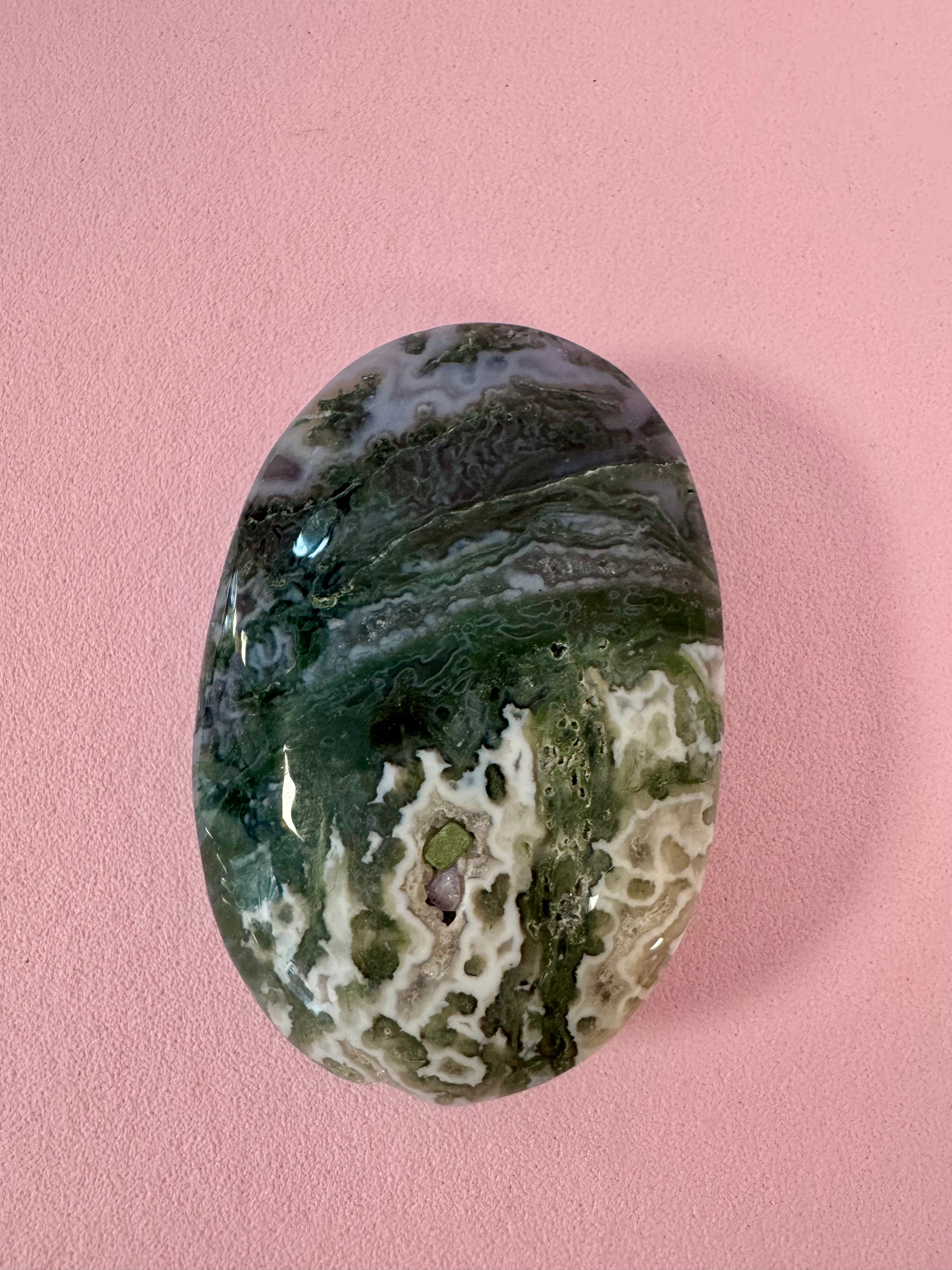 Mosagat palmstone ☾ Kærlighed, overskud & samhørighed 7x4,7 cm