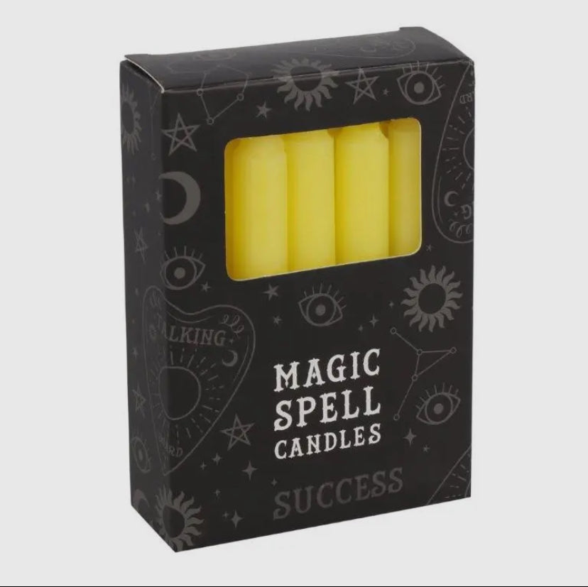 Magic SPELL CANDLES ☾ Gule - Success - pakke med 12 lys