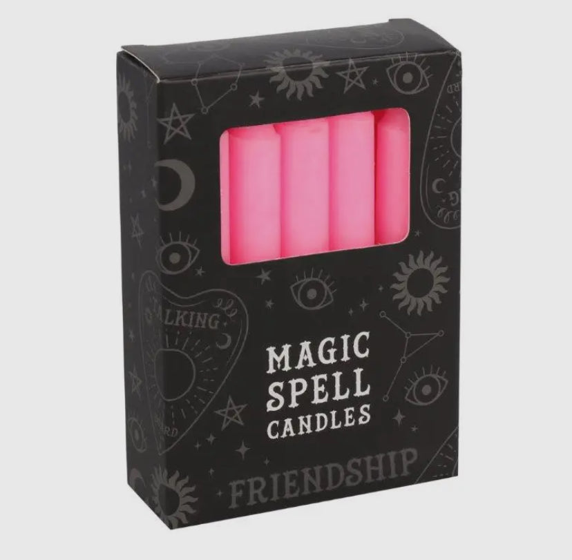 Magic SPELL CANDLES ☾ Pink - Friendship - pakke med 12 lys