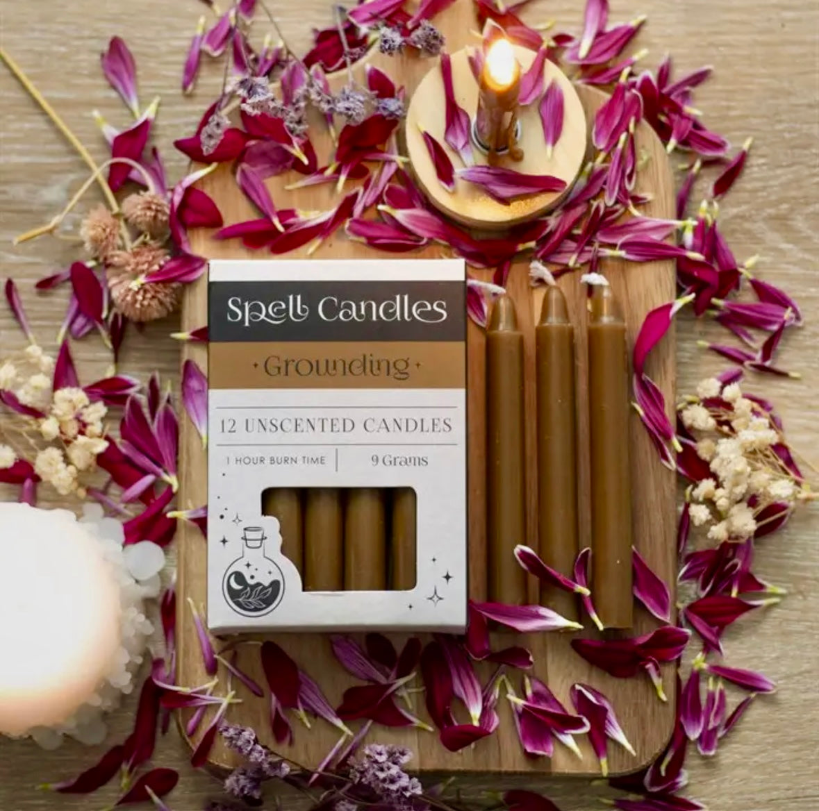 Månesøster Krystaller - Brune ☾ Grounding SPELL CANDLES ☾ For Jordforbindelse