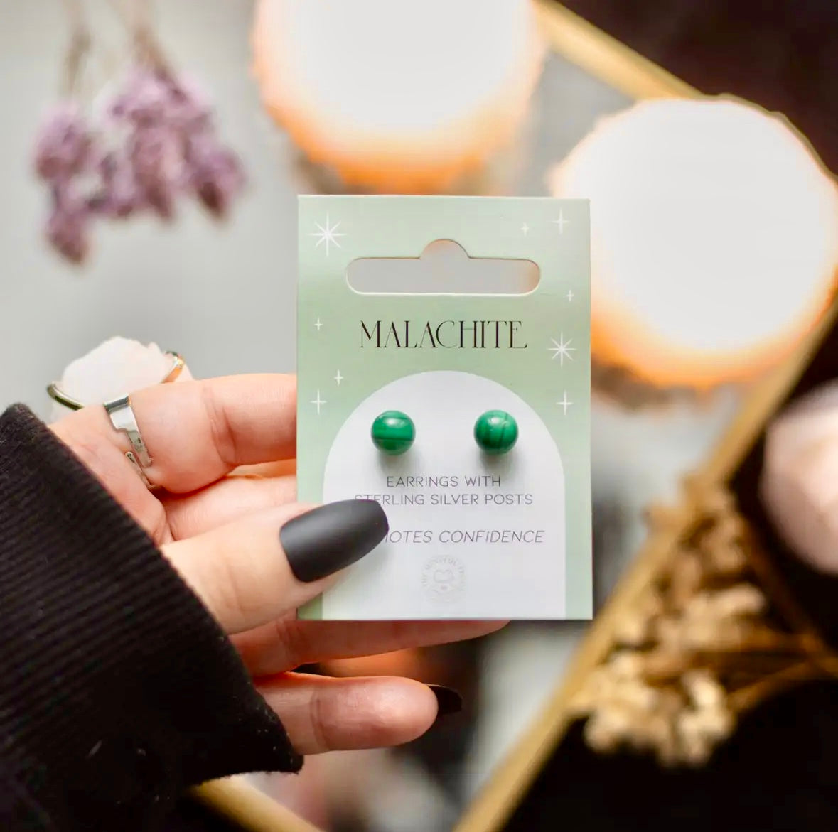 Månesøster Krystaller Malakit øreringe ☾ Uanset hvad du leder efter …kærlighed, penge, power - Vil din Malakit støtte dig ☾