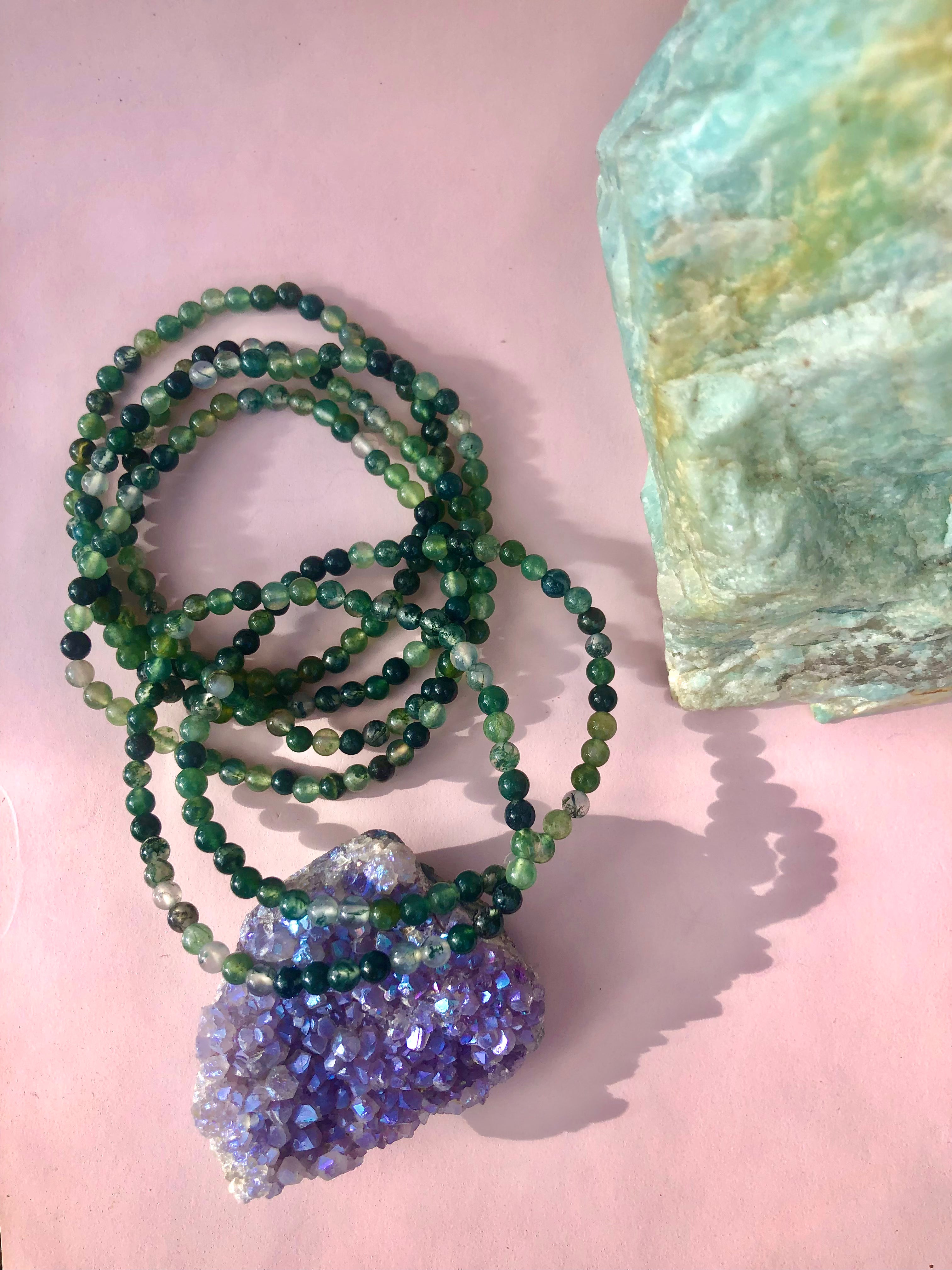 Månesøster Krystaller Mosagat Mos Agat Armbånd ☾ Kærlighed, overskud & samhørighed