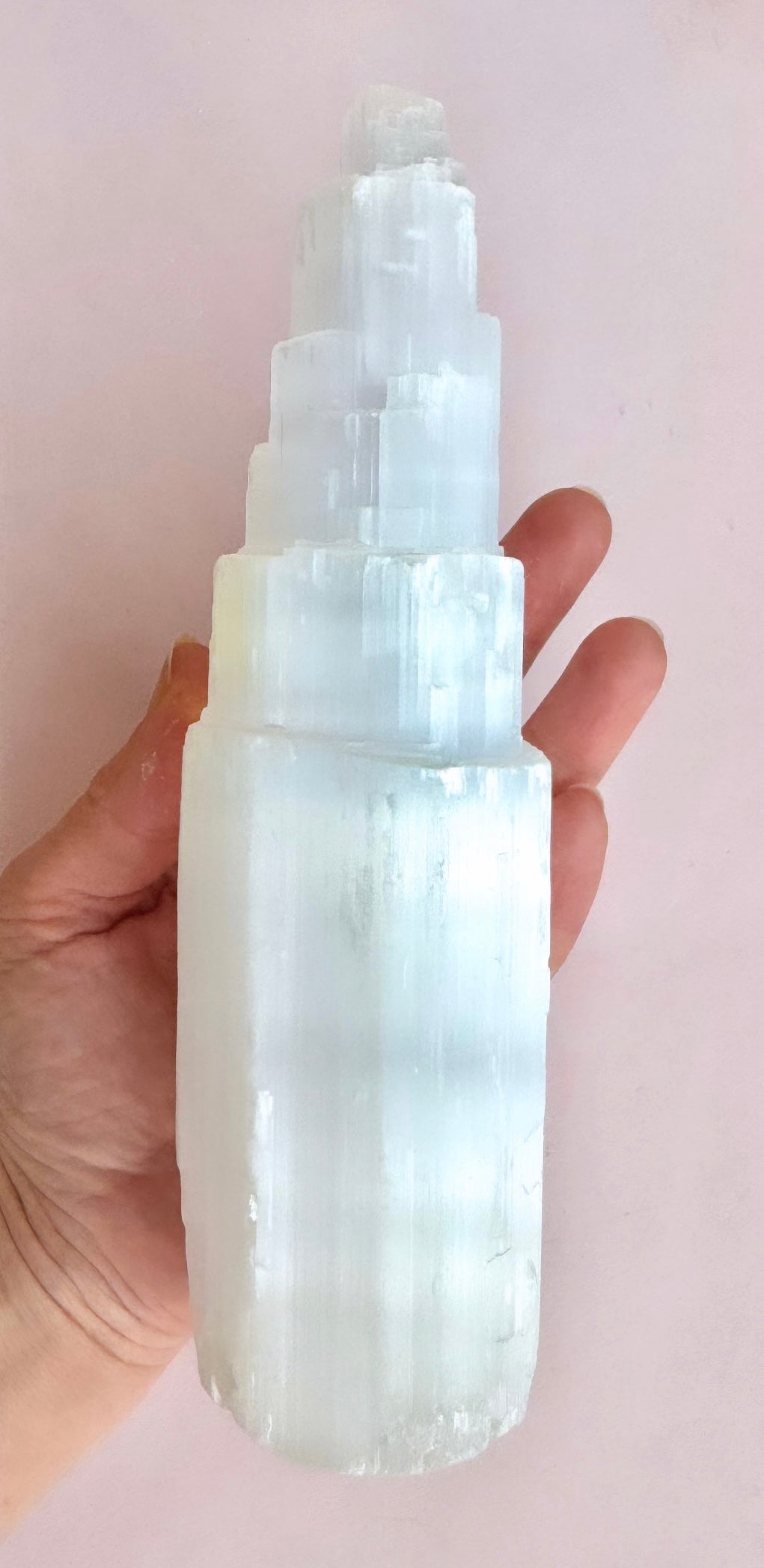 Månesøster Krystaller Stort Selenit Bjerg ☾ RENS, OPLAD & HEAL ☾ 20 cm. MÅNESØSTER.DK