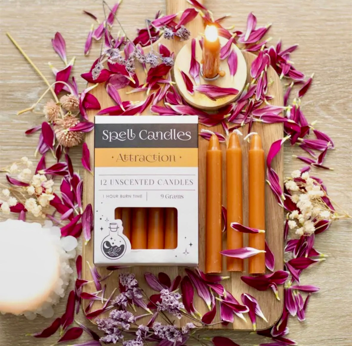 Månesøster Krystaller - Orange ☾ Attraction SPELL CANDLES ☾ For Tiltrækning / Månesøster.dk / Maanesoester.dk