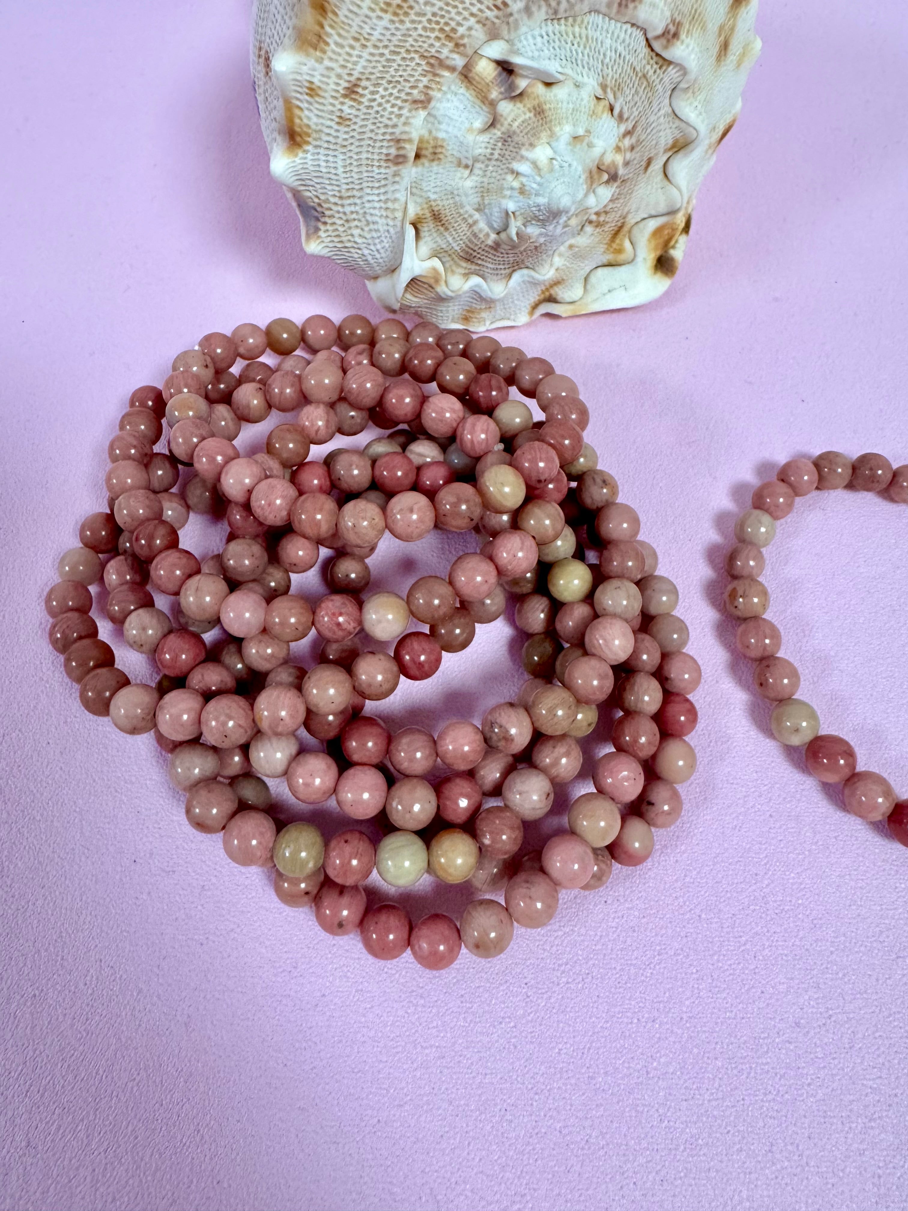 RHODOCROSIT Armbånd - Kærlighed, Tolerence, Følelsesmæsdig Balance, karftfuld Energi, Balancere Yin & Yang, lindre Frustration & Tvivl i sindet / MAANESOESTER.DK / MÅNESØSTER.DK