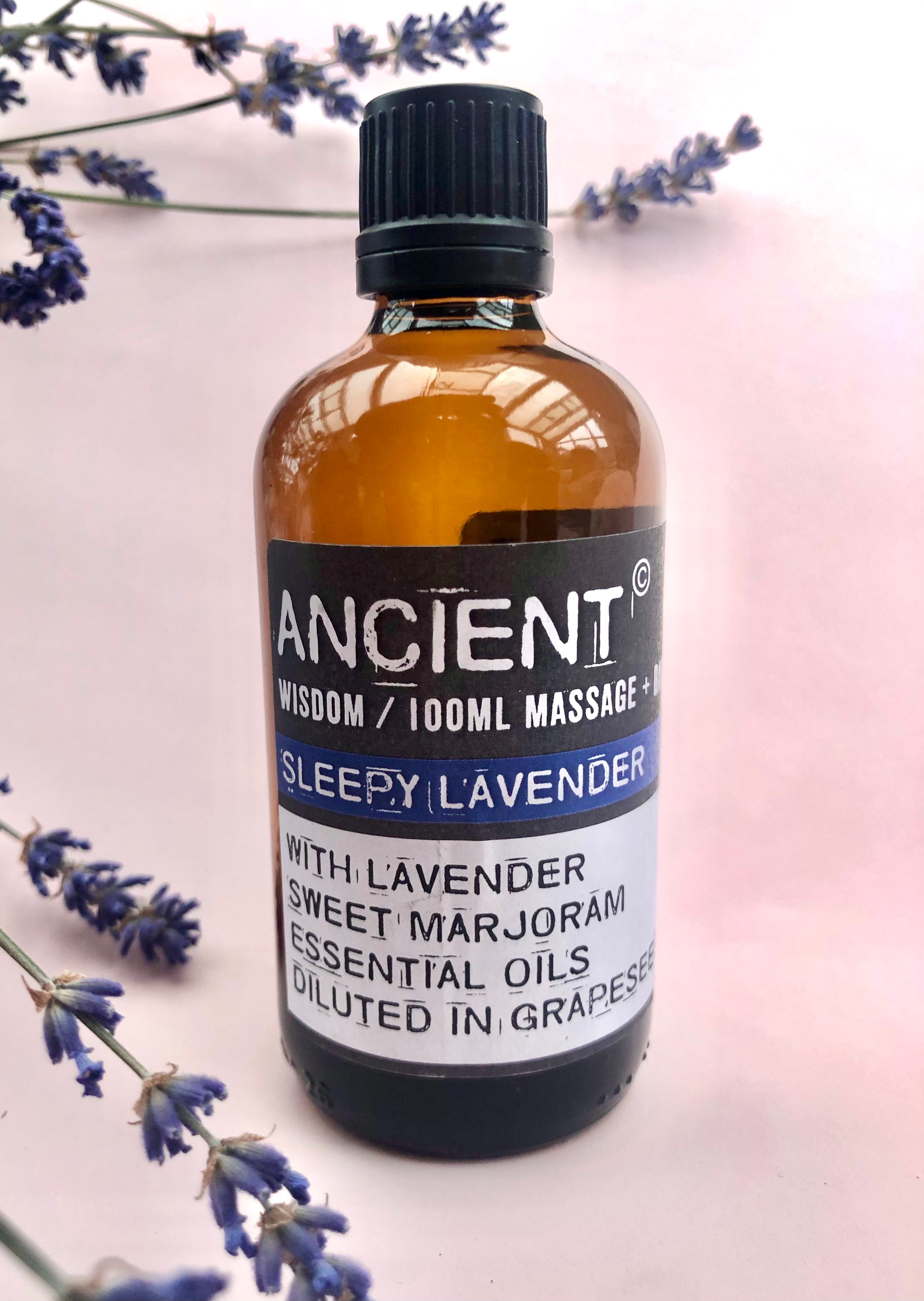 Månesøster Krystaller - Sleepy Lavender Massage Olie ☽ 100 ml. / MAANESOESTER.DK / MÅNESØSTER.DK
