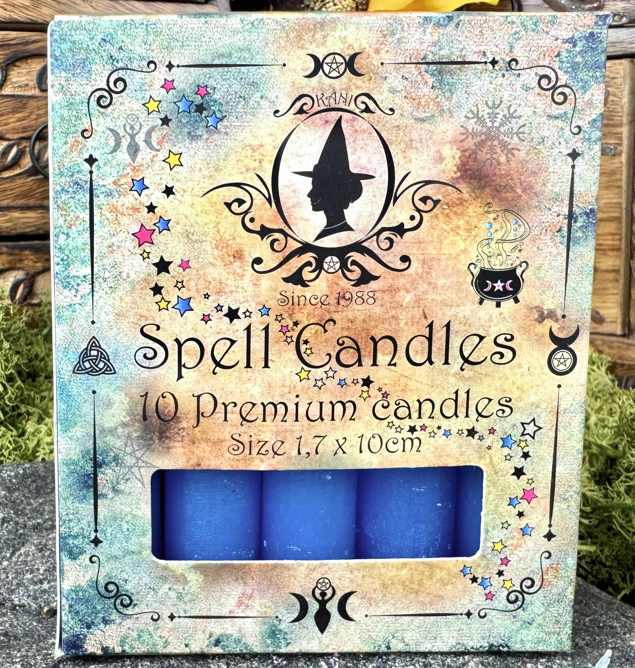 Månesøster Krystaller - Spell Candles - Lys Blå - Healing & Peace - Fra Kani Natur Apotek i Sverige / MAANESOESTER.DK / MÅNESØSTER.DK