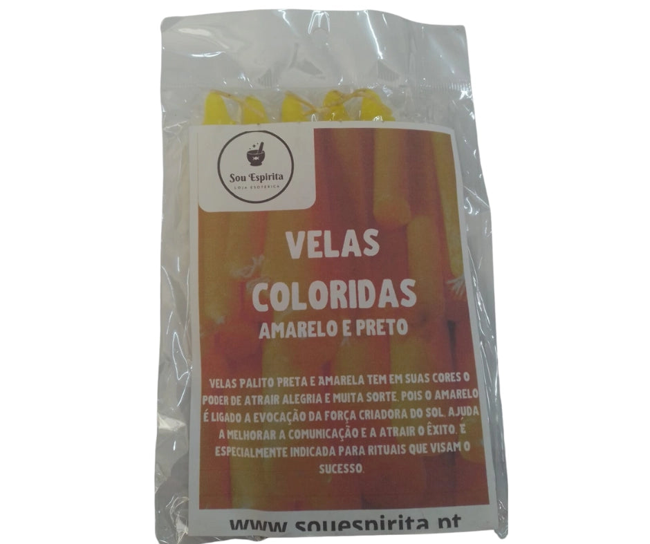 Gult og Sort stearinlys (Fra Portugal) (15cm.)