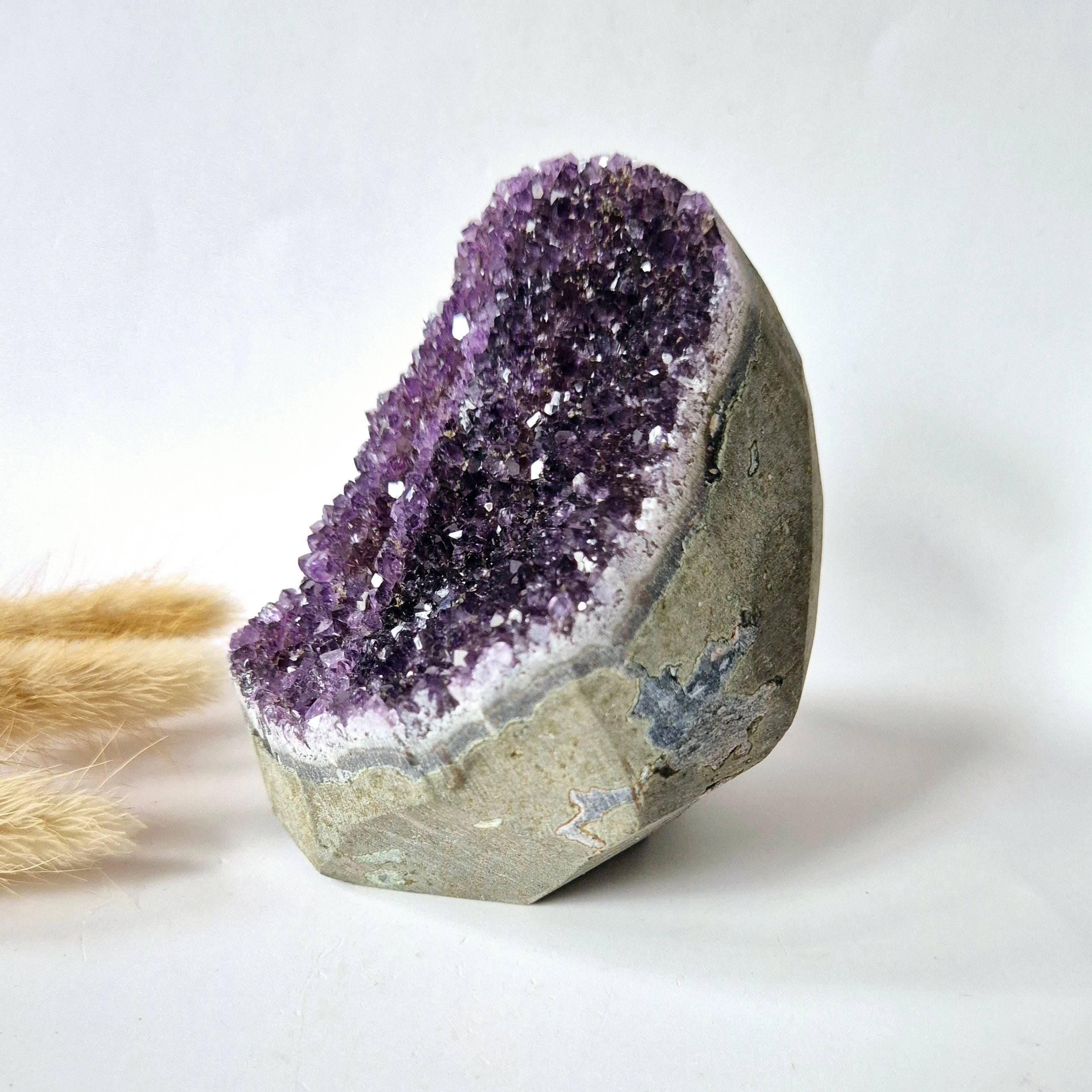 Poleret Ametyst Geode på 492 gram – Spirituelt blikfang med kraftfuld energi