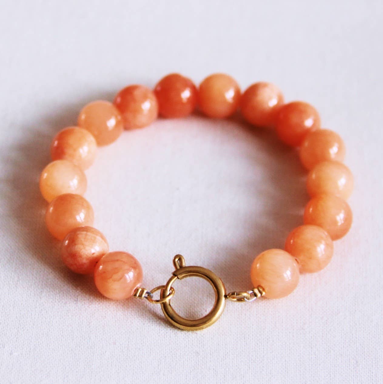 XL armbånd med naturlige stenperler - orange