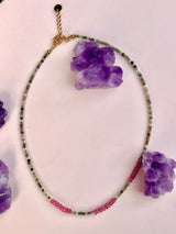 ☾ INDISK AGAT + PINK TOPAz “kærlighed & selvrespekt”  choker HALSKÆDE ☽