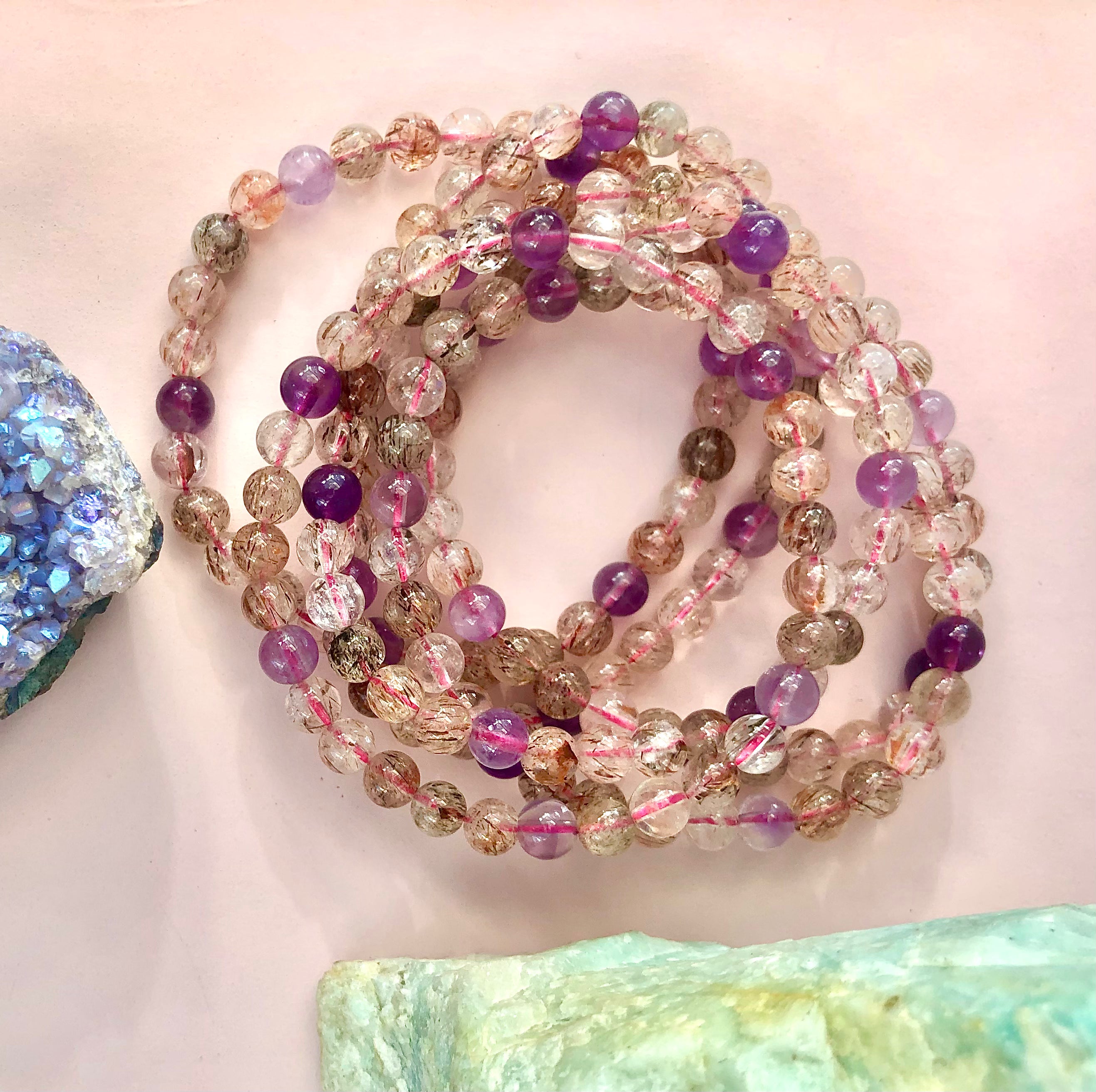 Månesøster Krystaller - Super 7 Melody Rutil Armbånd 𓂀 6mm. / MAANESOESTER.DK / MÅNESØSTER.DK