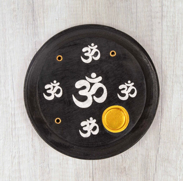 ॐ Sort Røgelsesholder i Mango Træ ॐ 10 cm