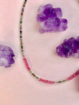 ☾ INDISK AGAT + PINK TOPAz “kærlighed & selvrespekt”  choker HALSKÆDE ☽