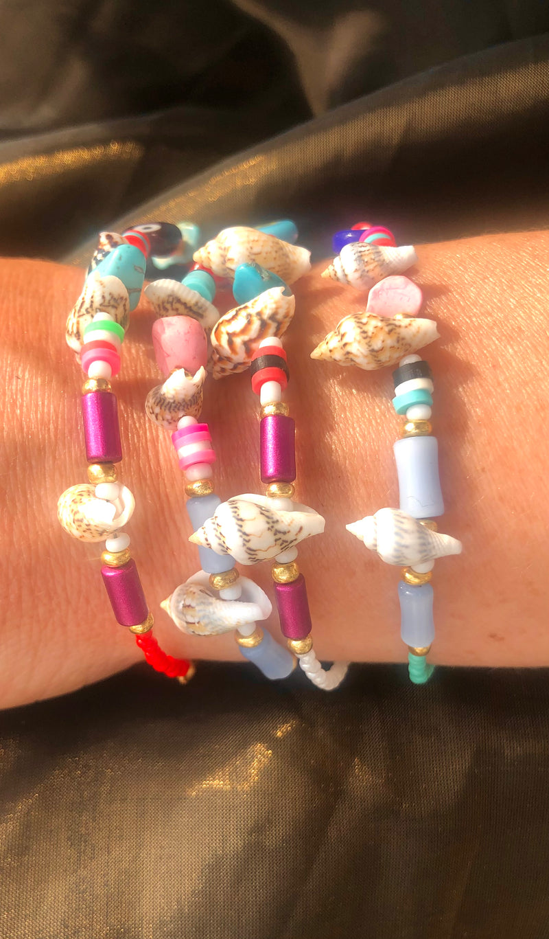 Boho Sommer Bling 🧿 beskyttende “Evil Eye” Med sneglehuse 🧿 Armbånd
