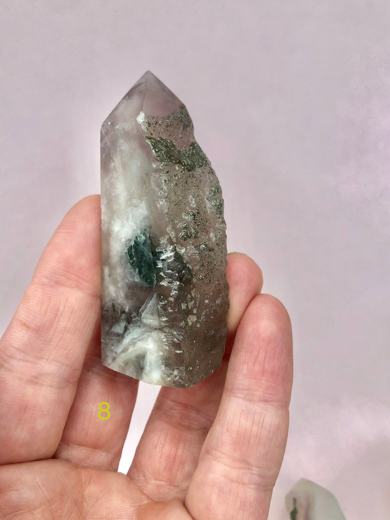 Fluorit med Pyrit ☾ Koncentration, Grounding & Balance ☾ FRUGTBARHED, VELSTAND & SUCCES ☾ Nr. 5-10