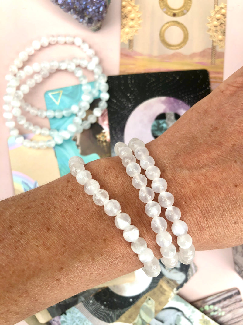 Selenit Armbånd Månesøster Krystaller Månesøsteren Månesøstrene Månesøstre