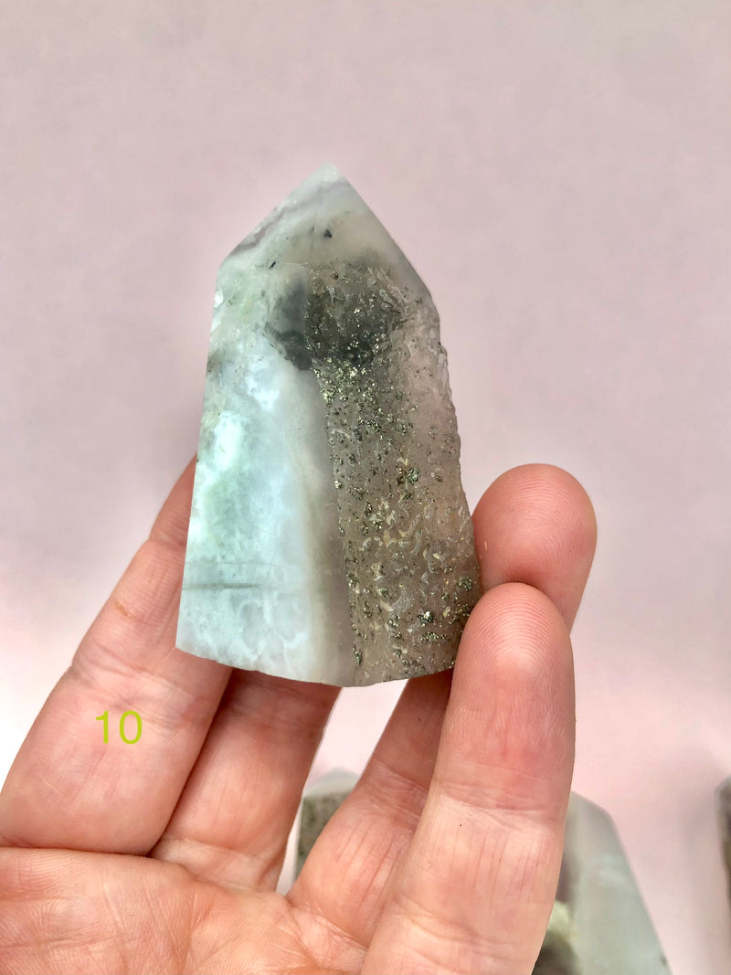 Fluorit med Pyrit ☾ Koncentration, Grounding & Balance ☾ FRUGTBARHED, VELSTAND & SUCCES ☾ Nr. 5-10