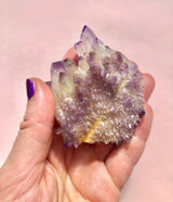 Månesøster Krystaller Smuk Rå Ametyst & klar kvarts dobbelt Klynge med det fineste lag af mini spidser på undersiden ☾ RO, HEALING & SELVKÆRLIGHED ☾