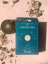𓂀 “Fortune Teller” Røgelses kegler med Tarot Kort design & røgelsesholder i træ ♡☼✵☾
