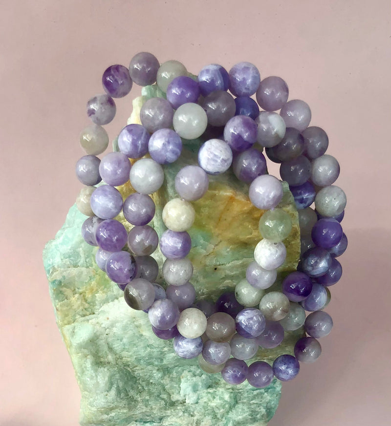 Månesøster Krystaller Lavendel Jade Armbånd (8mm)