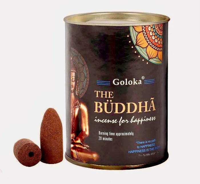 Månesøster Krystaller Goloka Backflow Røgelses Kegler - Buddha - Happiness