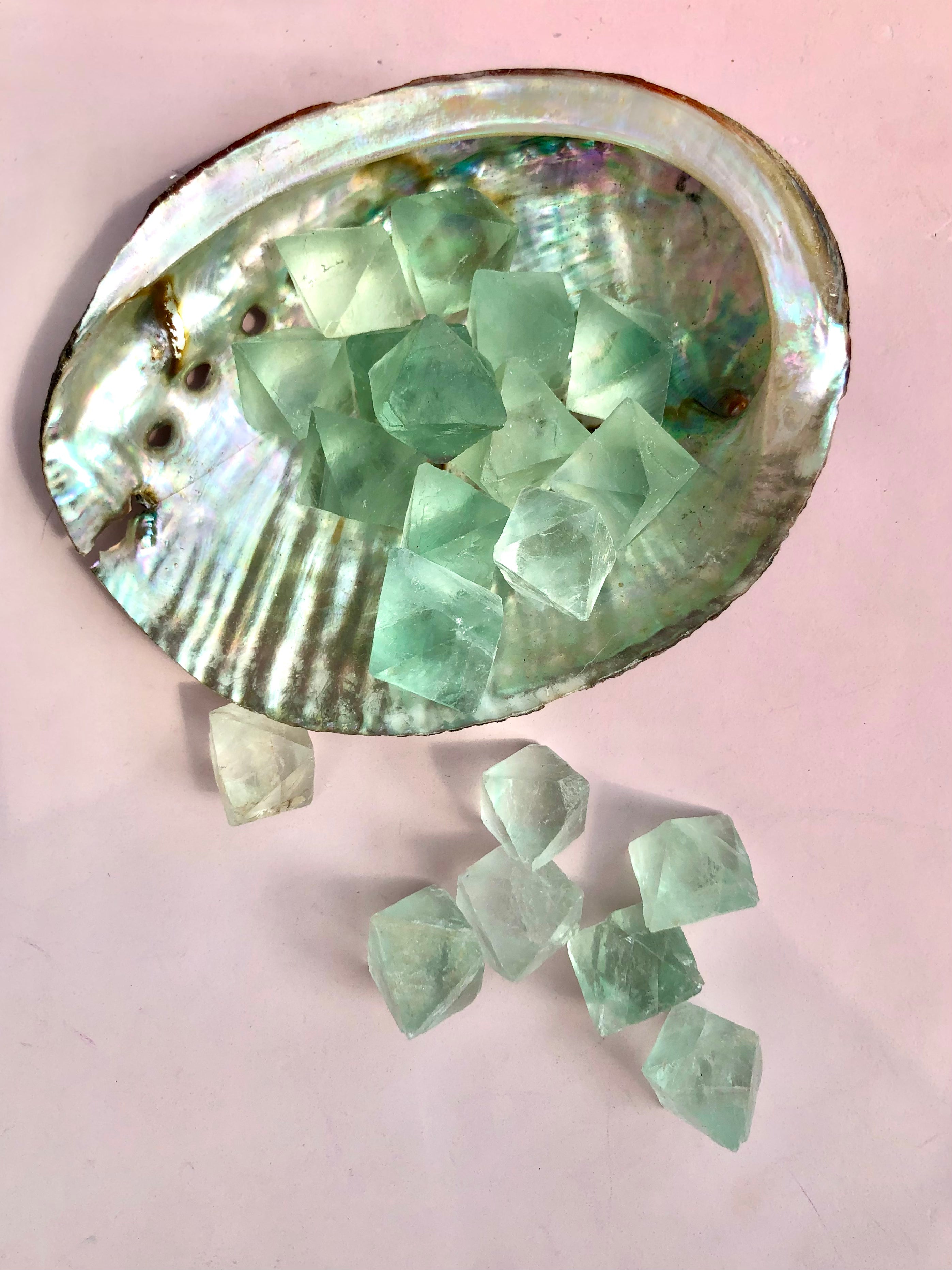 Månesøster Krystaller Grøn Fluorit Flurit Oktaeder