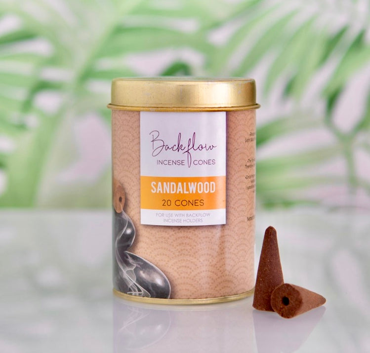Månesøster Krystaller Jumbo Backflow Røgelses Kegler - Sandalwood sandeltræ