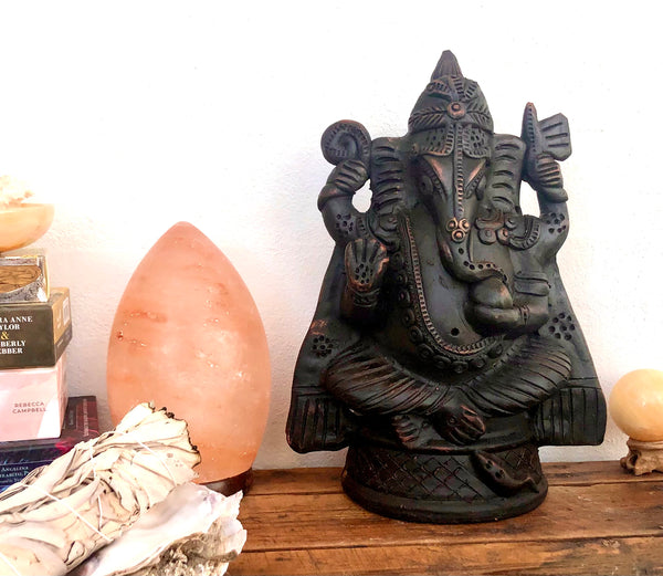 Månesøster Krystaller Ganesh Ler Figur visdom, intelligens, uddannelse, succes, held & lykke 31 cm høj