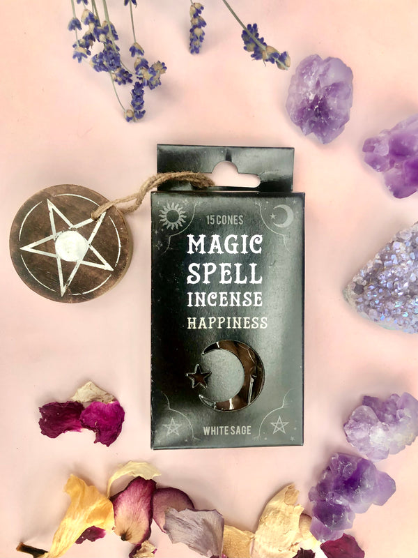 Happiness ☾ “Magic Spell” Røgelses Kegler  ☾ Hvid Salvie