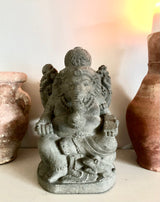Ganesh Figur i Vulkansk Aske ॐ visdom, intelligens, uddannelse, succes, held & lykke ॐ 23 cm høj