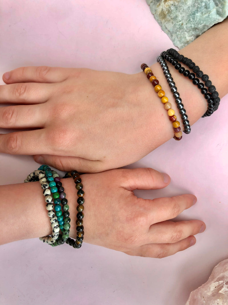 Månesøster Krystaller Sort Obsidian Armbånd til børn 