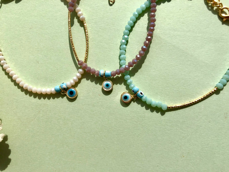 Boho sommer Bling 🧿 beskyttende “Evil Eye” 🧿 Ankelkæde