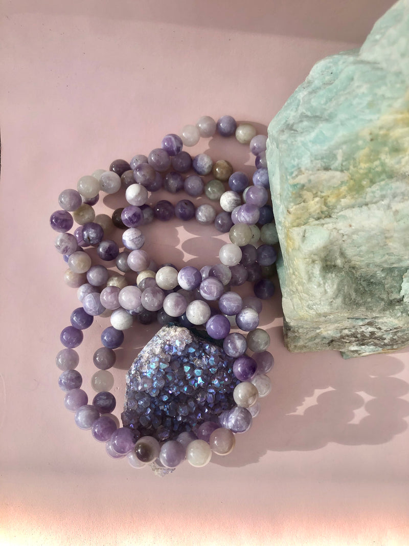 Månesøster Krystaller Lavendel Jade Armbånd (8mm)