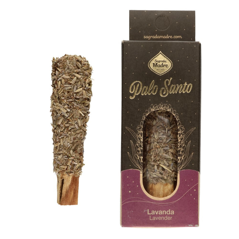 Håndlavet Palo Santo Stick Lavendel – fra Sagrada Madre / Månesøster Krystaller / Månesøster.dk / Maanesoester.dk