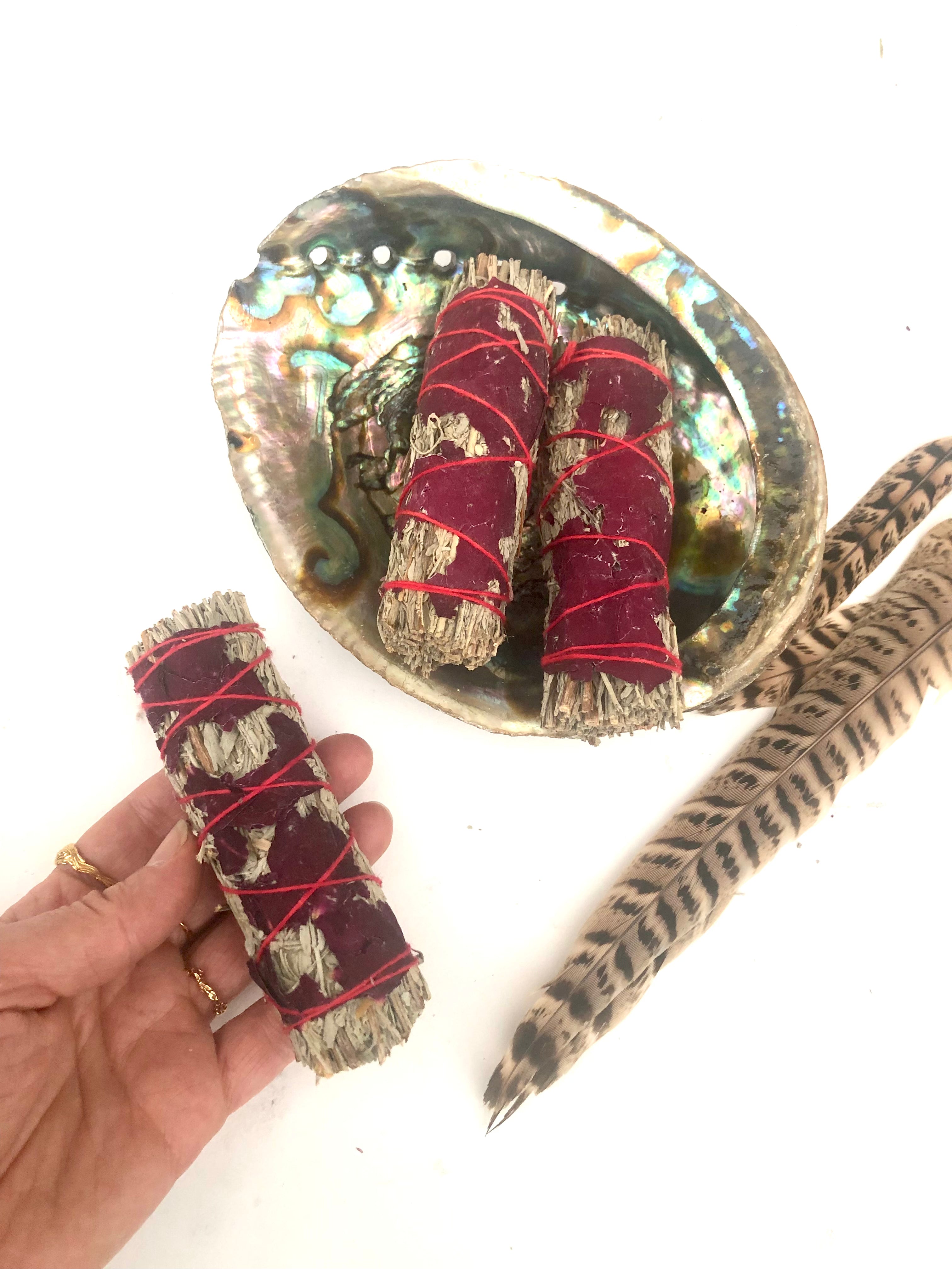 Månesøster Krystaller Blå Salvie Smudge Med ☾ Rose Røgelse Smudge Smudgestick